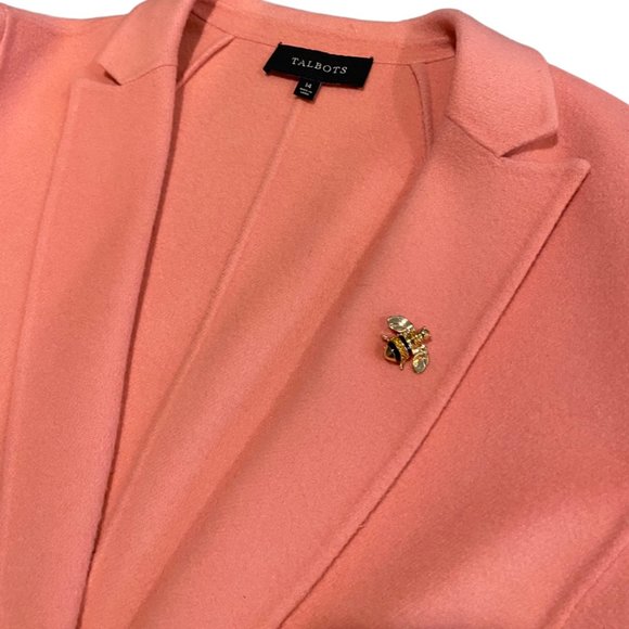 💕sold💕TALBOTS Coat Women's Jacket Salmon Pink Wool Blend Pea Coat Size 14 - Picture 4 of 7